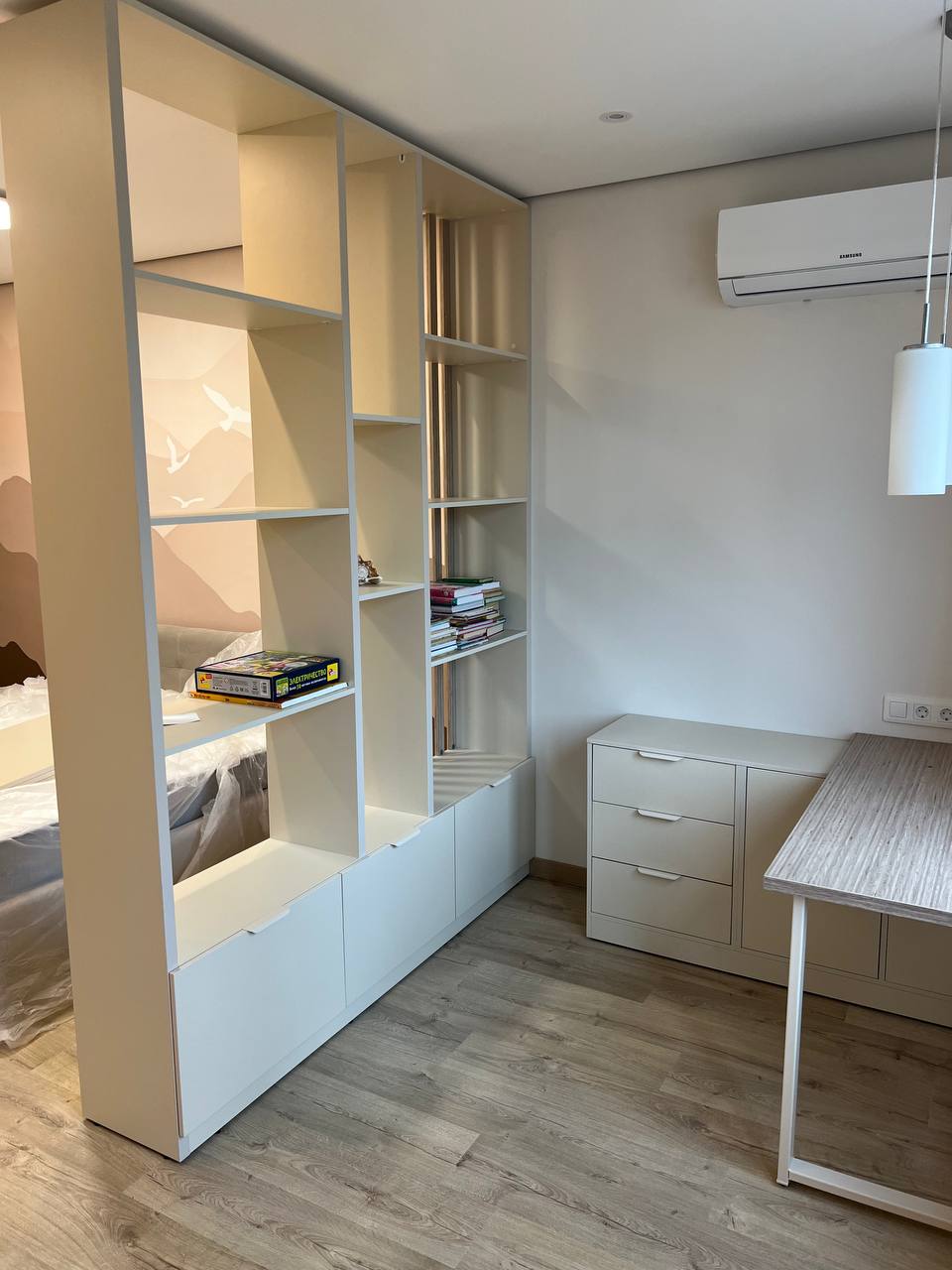 Детская кабинет Стеллаж-перегородка + Рабочий стол